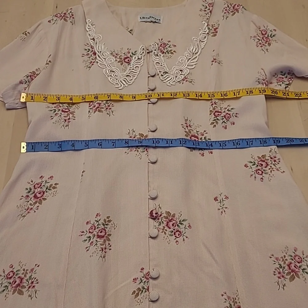 LIKE NEW VTG ULTRA DRESS Floral Kitschy Rose Print - Picture 5 of 14